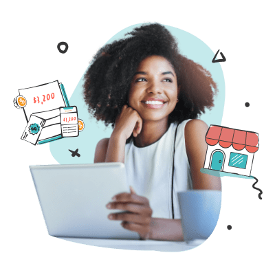 Young businesswoman working on a laptop computer